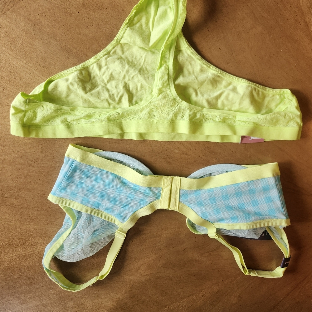 Cacique Aqua Plunge Apex Bra 38ddd And Thong Panty Set 18/20 Lingerie Set - Picture 4 of 5